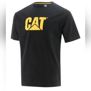 CAT Catterpiller Tractors Mens Logo spellout T-shirt Black size XL